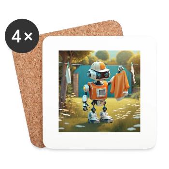 cute little orange futuristic vintage robot – is h - Coasters (set of 4) - white - Front