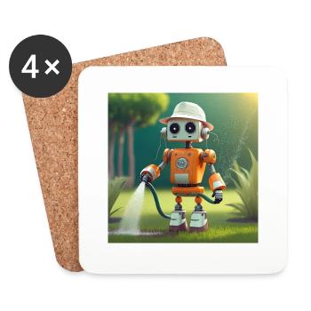 mignon petit robot vintage futuriste orange - Dessous de verre (lot de 4) - blanc - Devant
