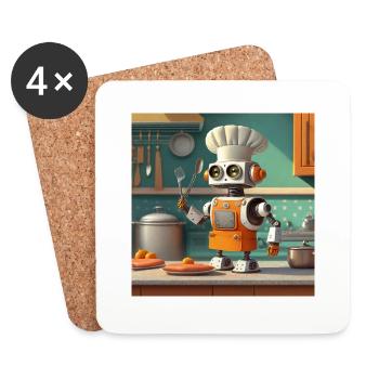 cute little orange futuristic vintage robot - Coasters (set of 4) - white - Front