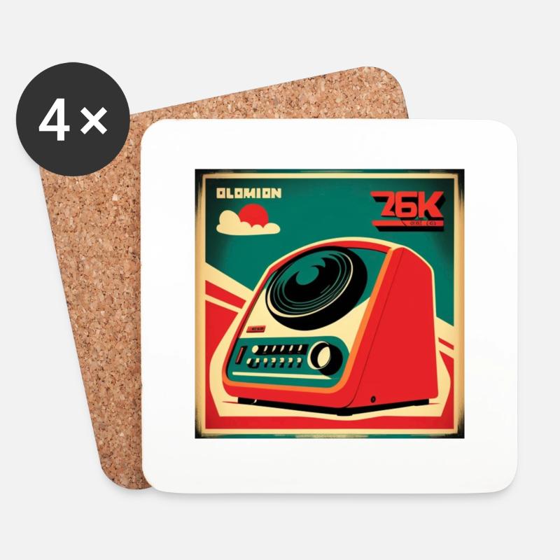 Telefon im Retro Style - Untersetzer (4er-Set) - Weiß