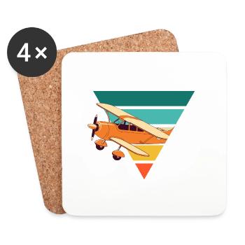 Vintage Airplane - Gift Idea - Coasters (set of 4) - white - Front