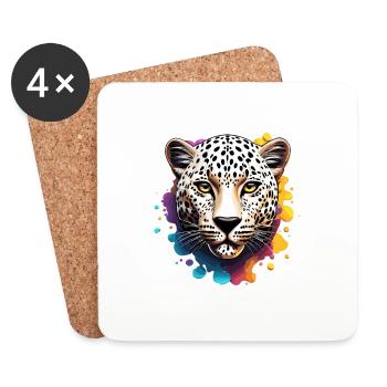 Leopard / Cheetah / Animal / Animal Print / Pattern - Coasters (set of 4) - white - Front