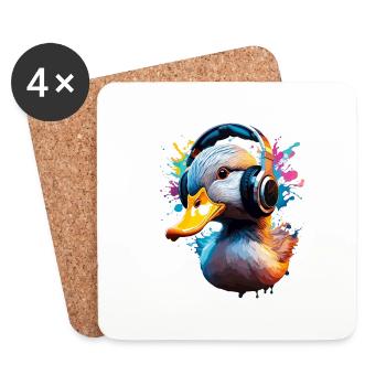 Headphones / Audio / Music / Animal / Duck / Cool - Coasters (set of 4) - white - Front