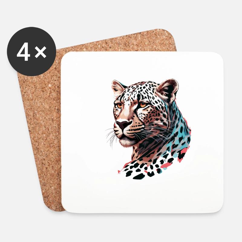 Leopard / Gepard / Tier / Animal Print / Muster - Untersetzer (4er-Set) - Weiß
