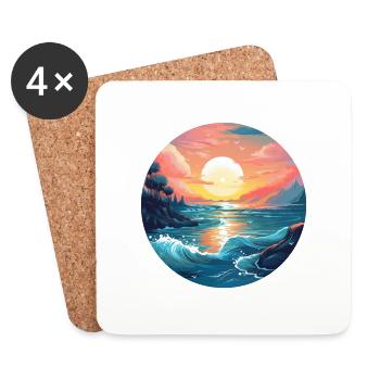 Sonnenuntergang am Meer - Untersetzer (4er-Set) - Weiß - Vorne