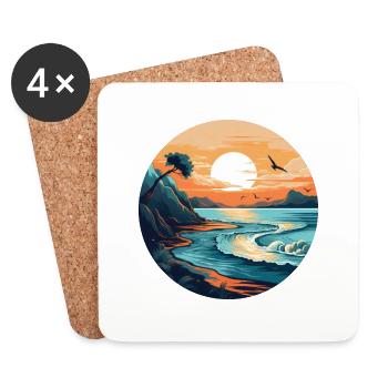 Sonnenuntergang Ozean - Untersetzer (4er-Set) - Weiß - Vorne
