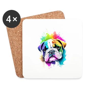 Bulldogge Hunde Hundehalter Hund Hundebesitzer - Untersetzer (4er-Set) - Weiß - Vorne