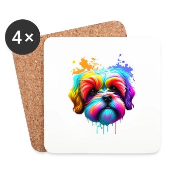 Propriétaire de chien Yorkshire Terrier Chien chiot - Dessous de verre (lot de 4) - blanc - Devant