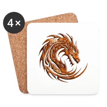 Fantasy Dragon Anime Dragon Head Mythical reptile - Coasters (set of 4) - white - Front