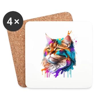Maine Coon Cat Owner Cat Cat Kitten - Coasters (set of 4) - white - Front