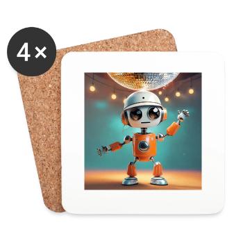 mignon petit robot – danse lors d’une fête - Dessous de verre (lot de 4) - blanc - Devant