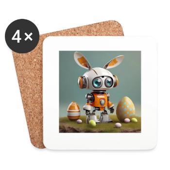 mignon petit robot vintage futuriste orange - Dessous de verre (lot de 4) - blanc - Devant