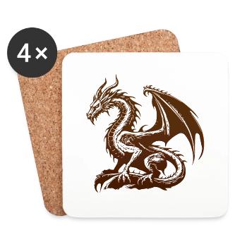 Fantasy Dragon Anime Dragon Head Mythical reptile - Coasters (set of 4) - white - Front