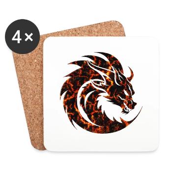 Fantasy Drache Anime Drachenkopf Mythisches Reptil - Untersetzer (4er-Set) - Weiß - Vorne