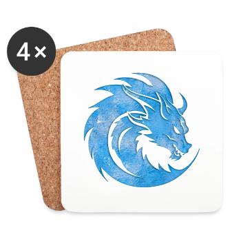 Fantasy Drache Anime Drachenkopf Mythisches Reptil - Untersetzer (4er-Set) - Weiß - Vorne