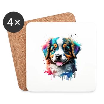 Berger Australien Chien Propriétaire Chien Chiot - Dessous de verre (lot de 4) - blanc - Devant