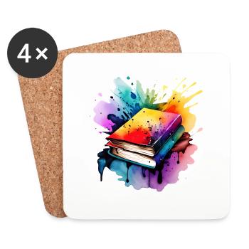 Buch Lesen Geschenk Leser Buchliebhaber Bücher - Untersetzer (4er-Set) - Weiß - Vorne