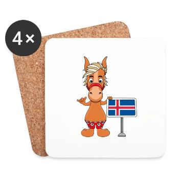 PFERD - PONY - ISLAND - ISLÄNDER - ISLANDPFERD - Untersetzer (4er-Set) - Weiß - Vorne