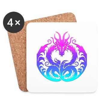 Fantasy Dragon Anime Dragon Head Mythical reptile - Coasters (set of 4) - white - Front