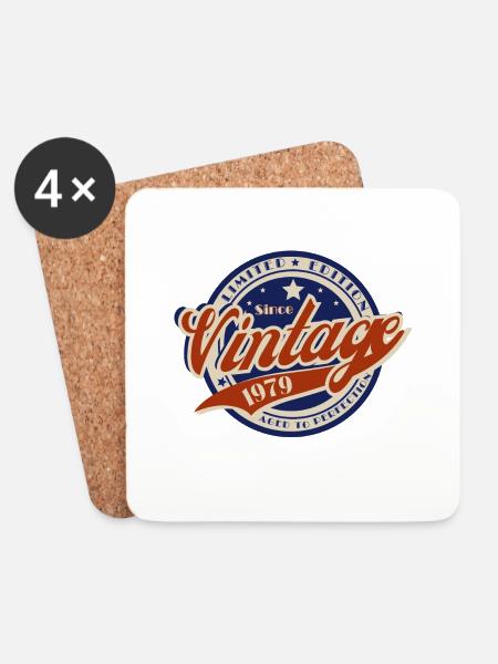 Jahrgang 1979—Jahr 1979 Geburtstagsgeschenk - Untersetzer (4er-Set) - Weiß