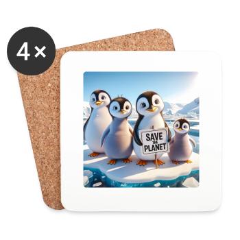 Famille de pingouins - Dessous de verre (lot de 4) - blanc - Devant