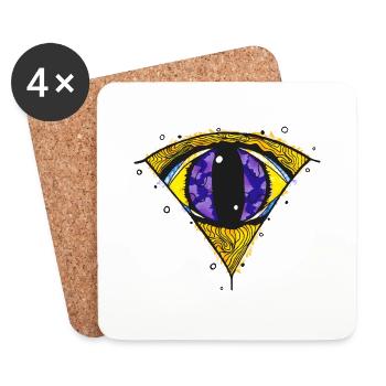 Magic Eye - Watercolor Style - Coasters (set of 4) - white - Front