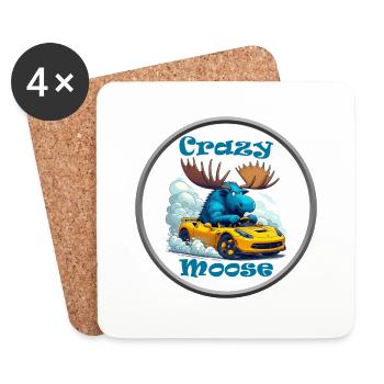 Crazy Moose Power - Untersetzer (4er-Set) - Weiß - Vorne