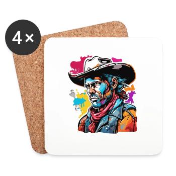 Cowboy / Wilde Westen / Wüste / Lasso / Rodeo - Untersetzer (4er-Set) - Weiß - Vorne