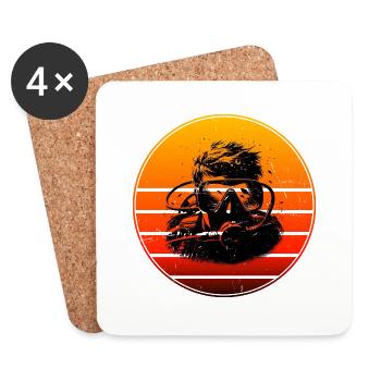 Free Dive Diving Scuba Diver - Coasters (set of 4) - white - Front