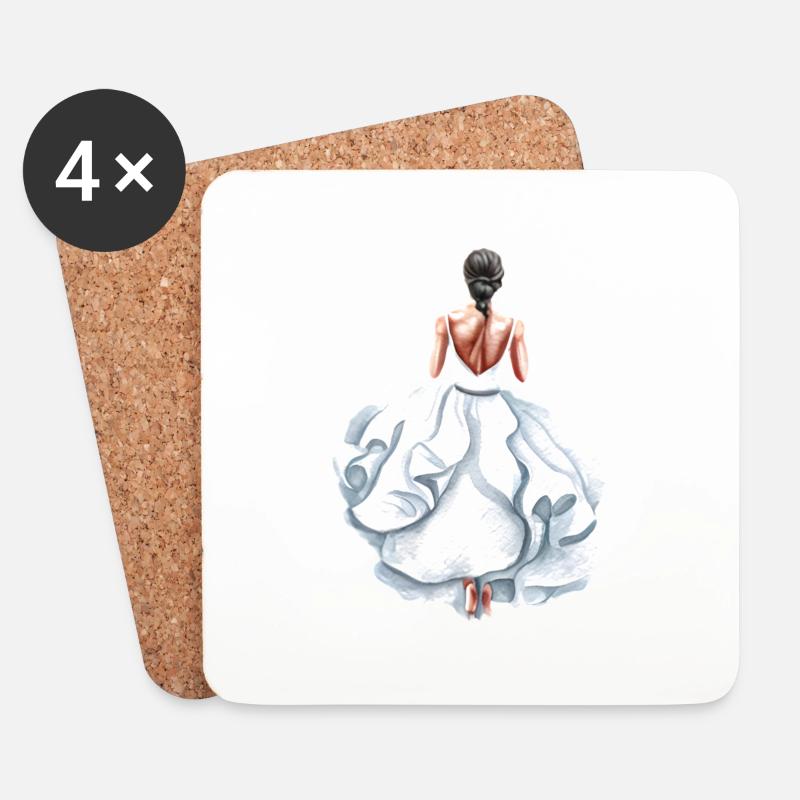 Braut Hochzeit Bräutigam Ehe Junggesellenabschied - Untersetzer (4er-Set) - Weiß