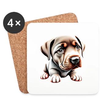 Puppy, Labrador Puppy, Dog, Dogs, Labrador - Coasters (set of 4) - white - Front