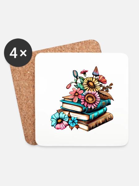 Leser Geschenk Buch Buchliebhaber Lesen Bücher - Untersetzer (4er-Set) - Weiß