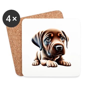 Labrador Propriétaire Chiot Labrador Retriever - Dessous de verre (lot de 4) - blanc - Devant