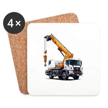 Kran / Baustelle / Seilwinde / Kransystem - Untersetzer (4er-Set) - Weiß - Vorne