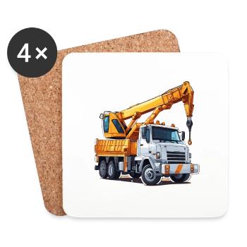 Kran / Baustelle / Seilwinde / Kransystem - Untersetzer (4er-Set) - Weiß - Vorne