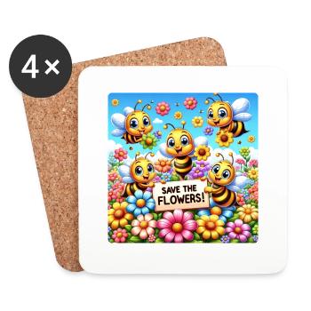 Save the Flowers - Coasters (set of 4) - white - Front