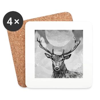 Cerf - Dessous de verre (lot de 4) - blanc - Devant