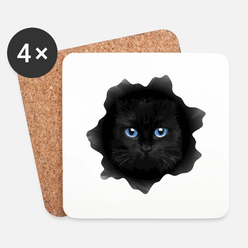 Katze - Untersetzer (4er-Set) - Weiß