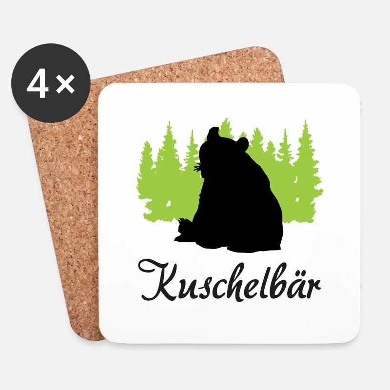 "Kuschelbär: Sanfte Stärke" - Untersetzer (4er-Set) - Weiß
