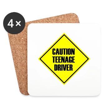 Caution Teenage Driver - Coasters (set of 4) - white - Front