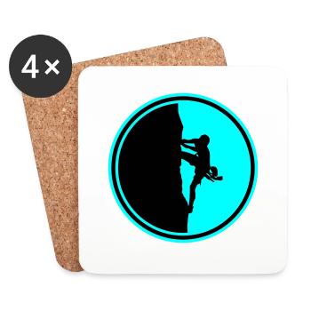 klettern bergsteigen silhouette kreis - Untersetzer (4er-Set) - Weiß - Vorne