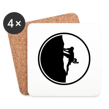 klettern bergsteigen silhouette kreis - Untersetzer (4er-Set) - Weiß - Vorne