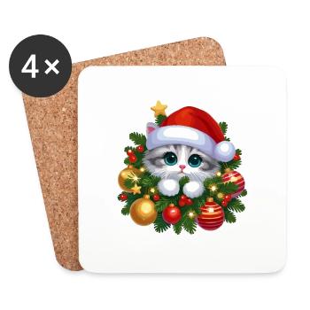 Festive Christmas Frame & Ornaments Design - Coasters (set of 4) - white - Front