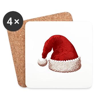 Detailed Red Santa Hat - Festive Christmas Design - Coasters (set of 4) - white - Front