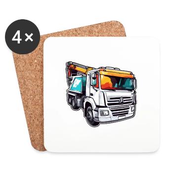 Crane / construction site / winch / crane system - Coasters (set of 4) - white - Front