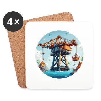 Crane / construction site / winch / crane system - Coasters (set of 4) - white - Front