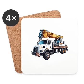 Kran / Baustelle / Seilwinde / Kransystem - Untersetzer (4er-Set) - Weiß - Vorne