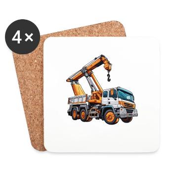 Crane / construction site / winch / crane system - Coasters (set of 4) - white - Front