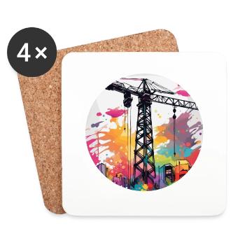 Crane / construction site / winch / crane system - Coasters (set of 4) - white - Front