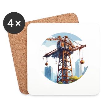 Crane / construction site / winch / crane system - Coasters (set of 4) - white - Front